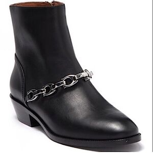 Coach Allen Black Leather Chain Embellished Bootie